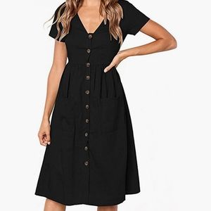 Amazon midi black skater dress with pockets
